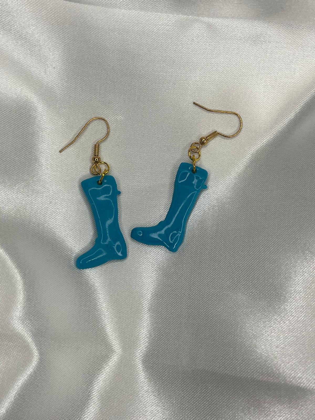 Turquoise Boot Charm Earrings