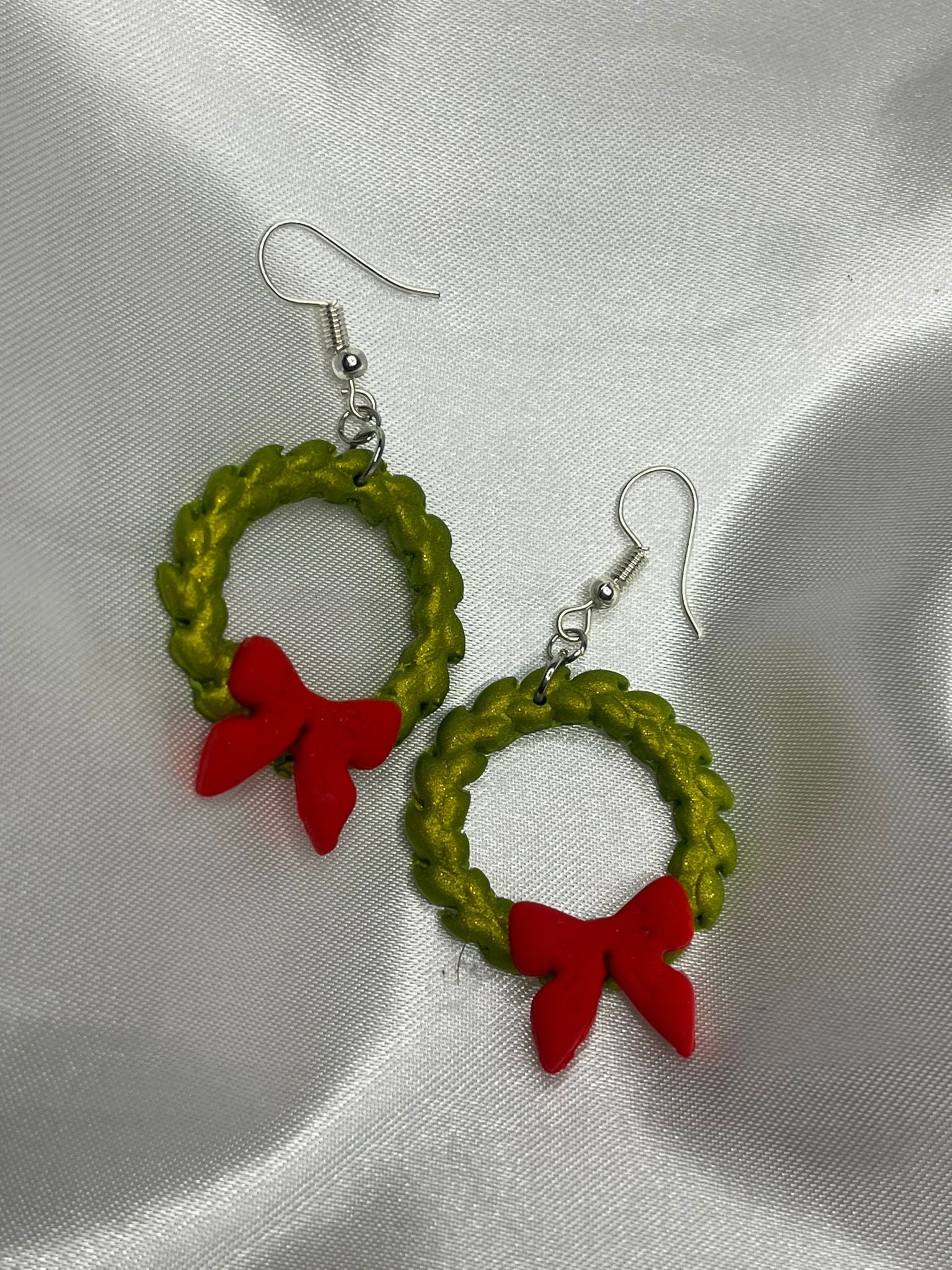Handmade Christmas Wreath Earrings