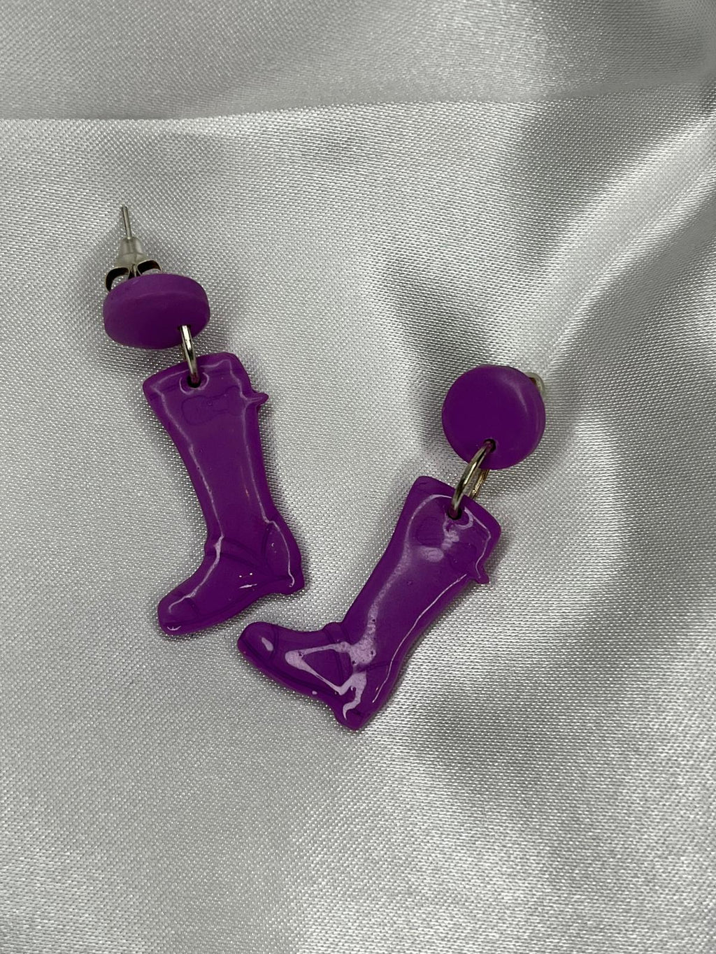 Purple Boot Statement Earrings