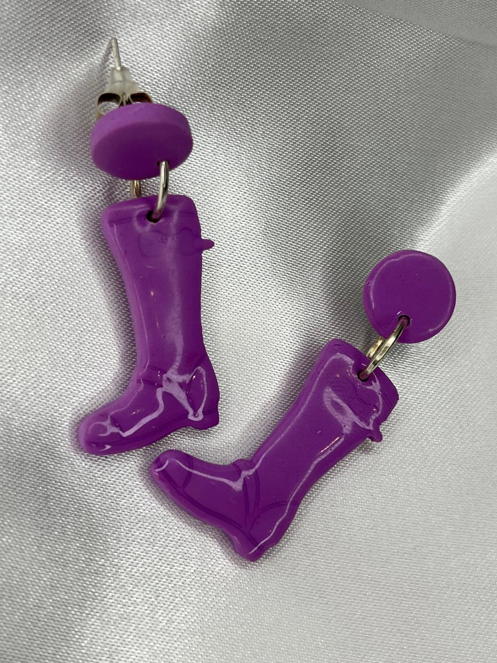 Purple Boot Statement Earrings