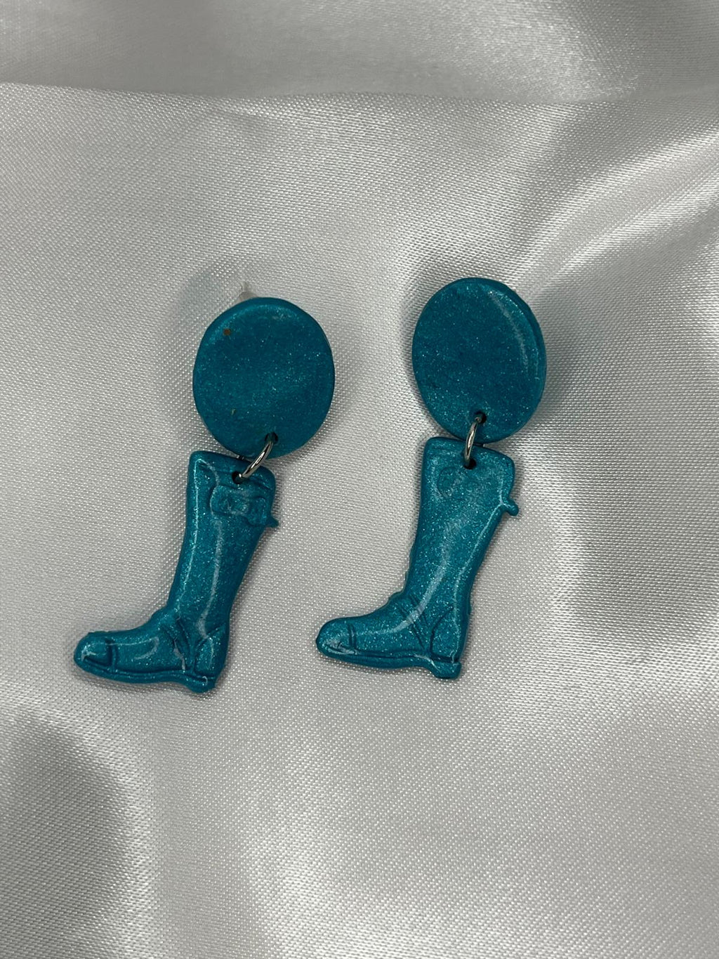 Emerald Glitter Boot Earrings