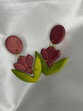 Berry Bloom Tulip Earrings – Handmade Floral Dangles