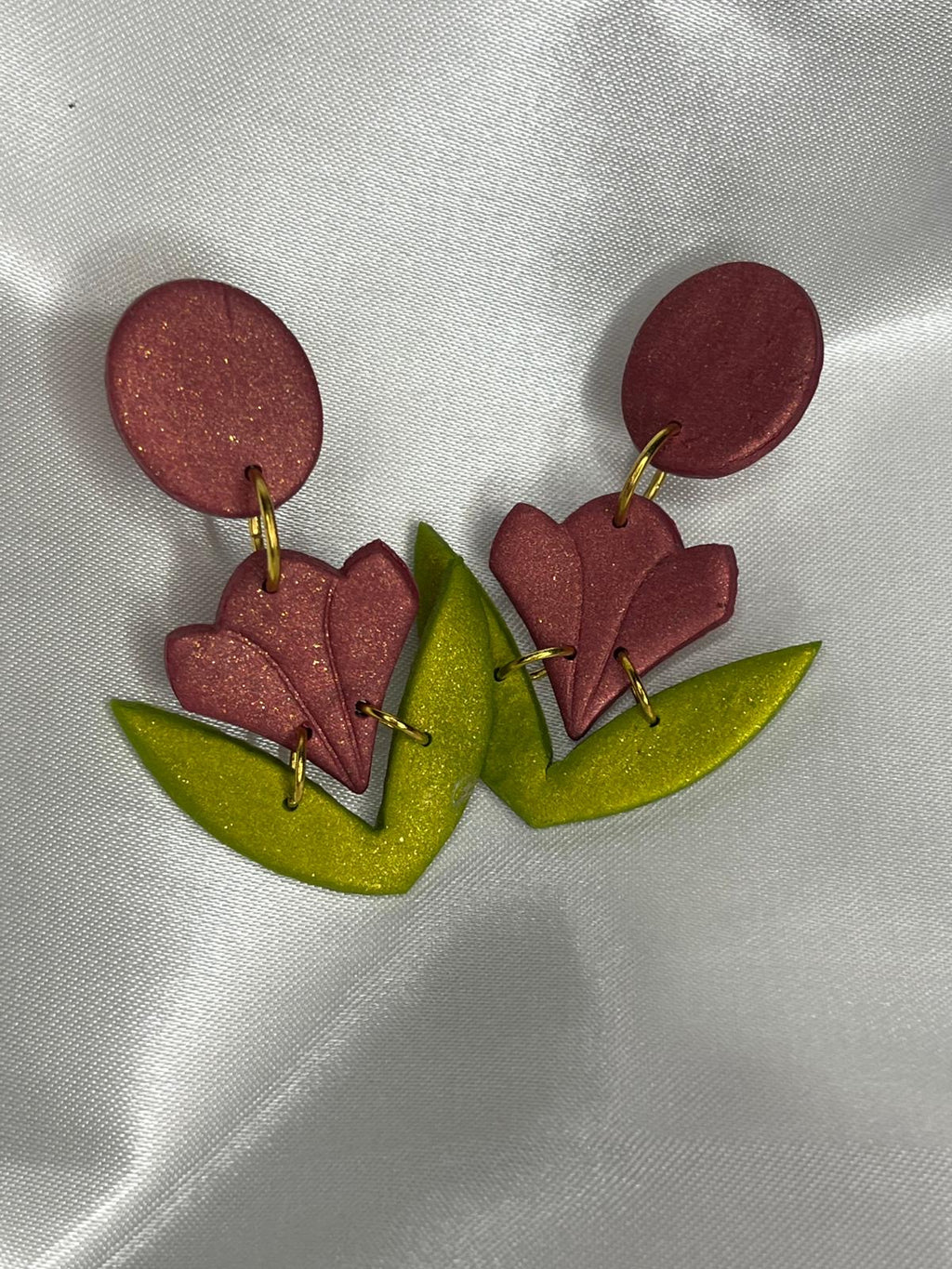 Berry Bloom Tulip Earrings – Handmade Floral Dangles