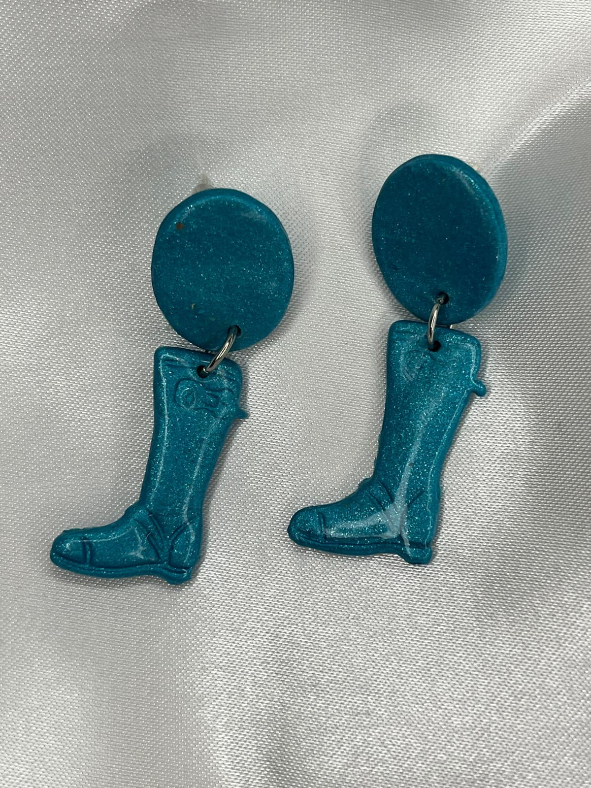 Emerald Glitter Boot Earrings