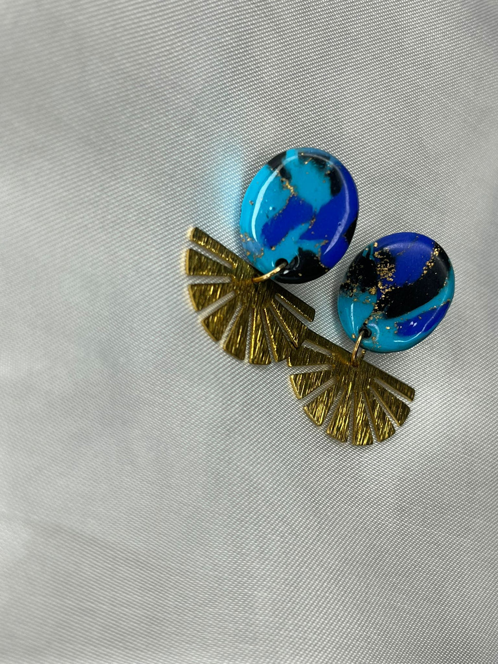 Blue & Gold Art Deco Earrings