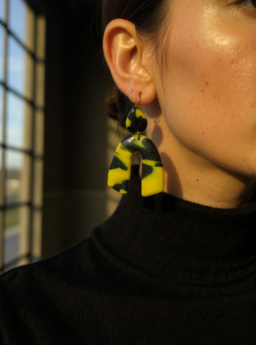 Blush Marble Gold Fan Earrings