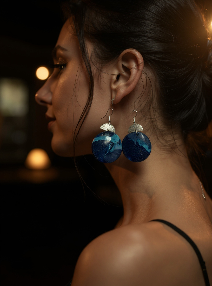 Ocean Blue Round Earrings