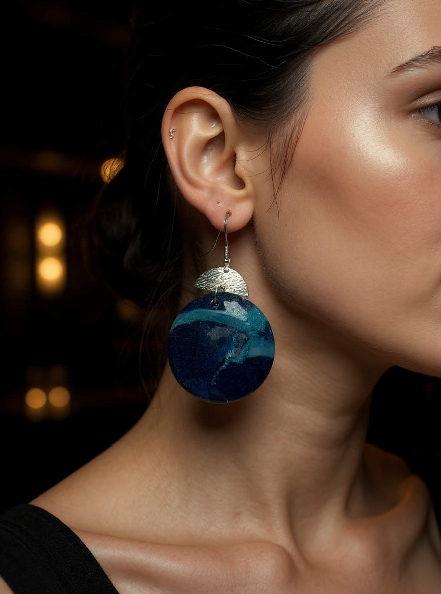 Ocean Tide Round Statement Earrings