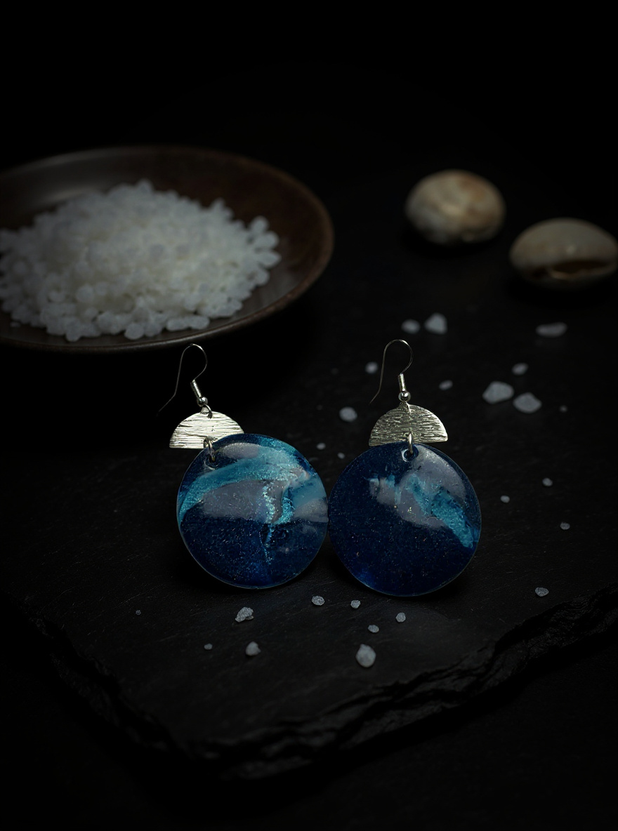 Ocean Blue Round Earrings