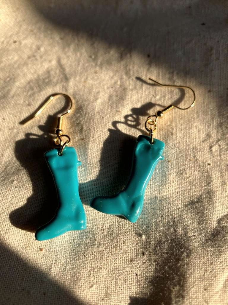Turquoise Boot Charm Earrings