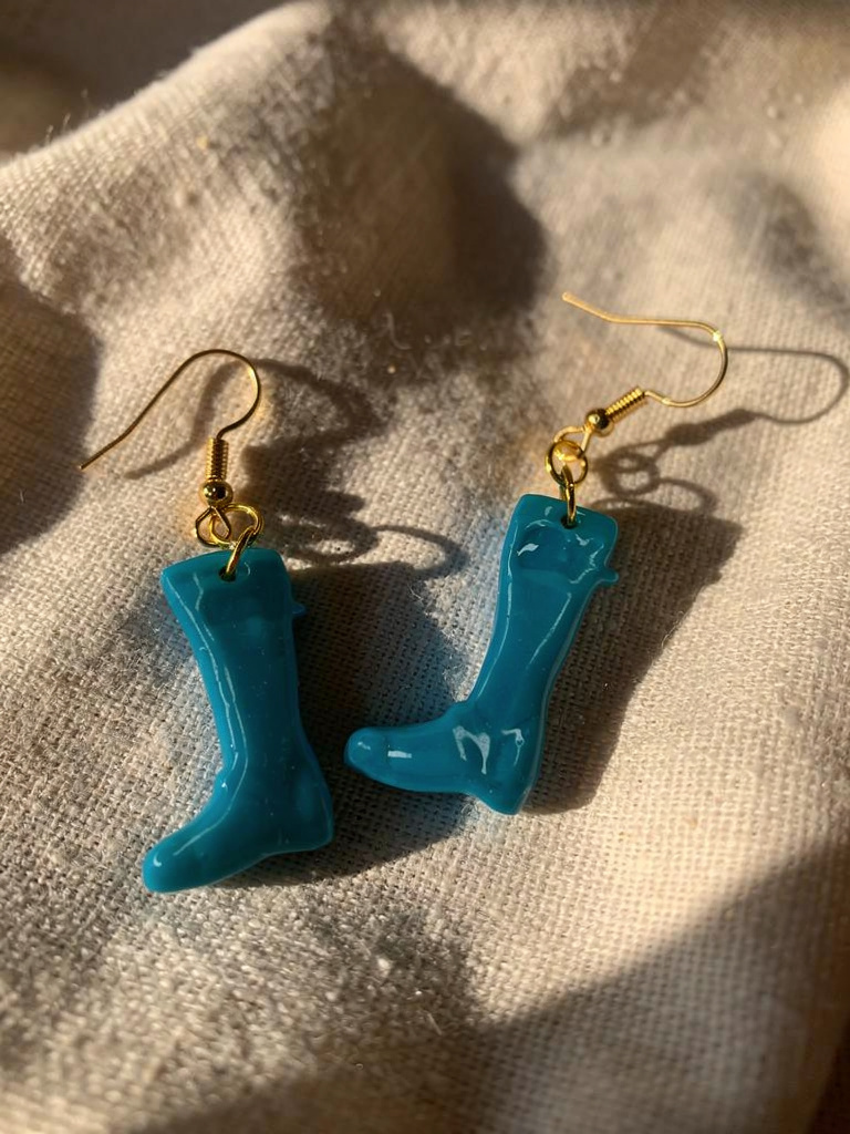 Turquoise Boot Charm Earrings