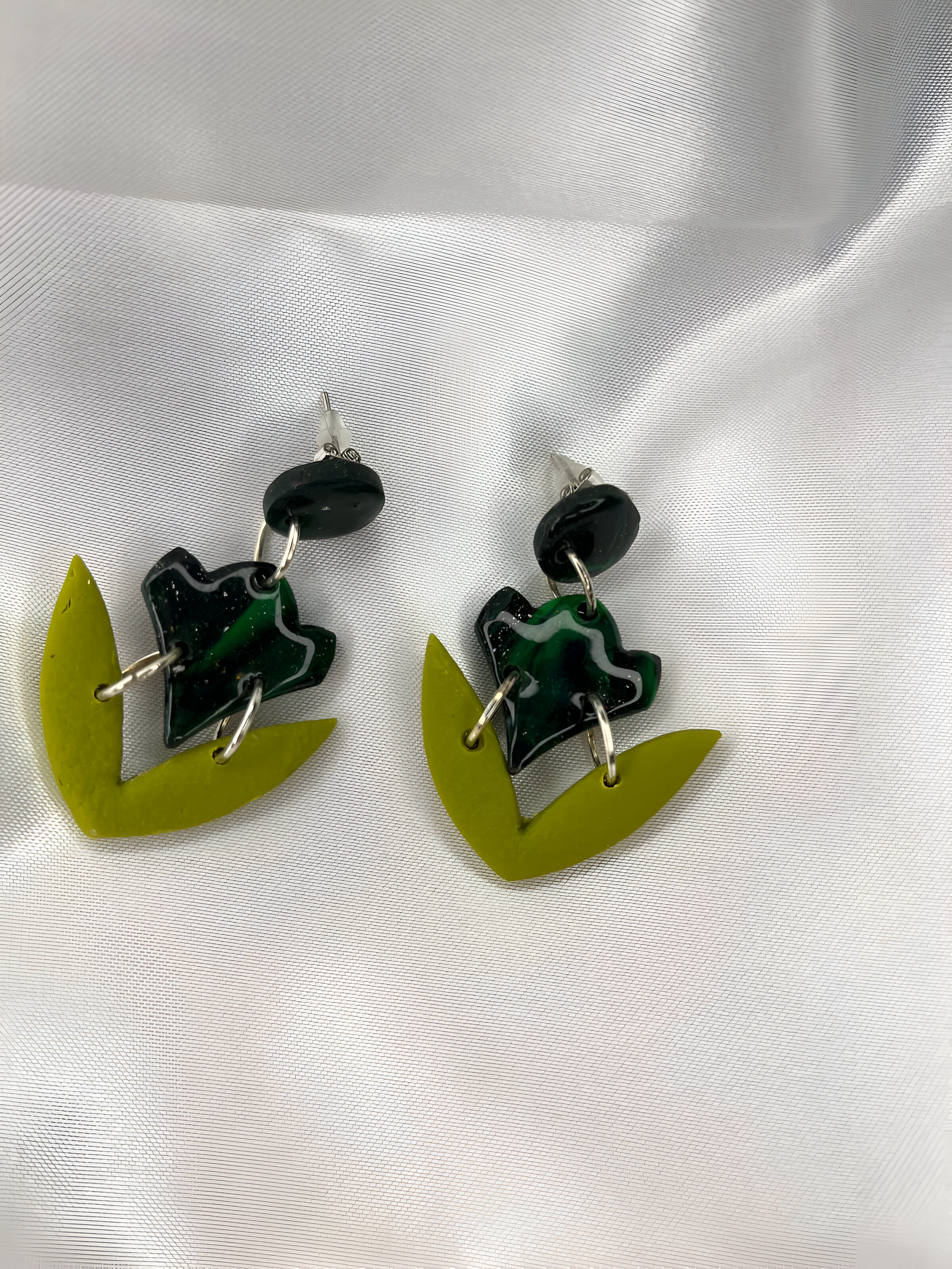 Green Forest Flower Earrings