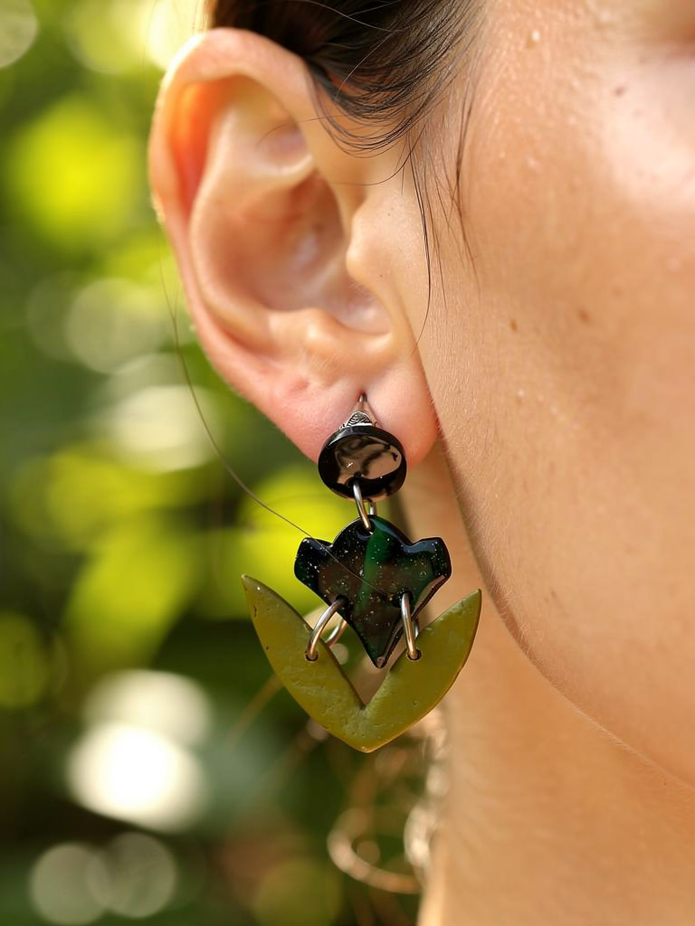 Green Forest Flower Earrings