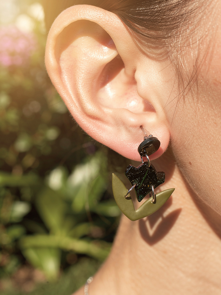 Green Forest Flower Earrings