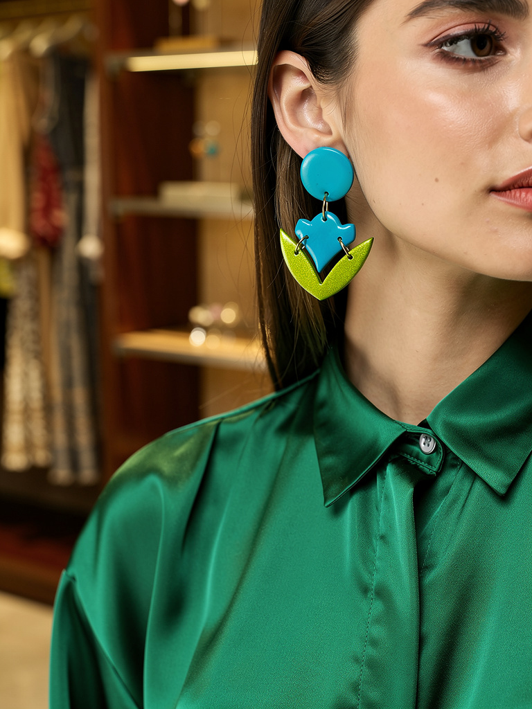 Turquoise Bloom Statement Earrings