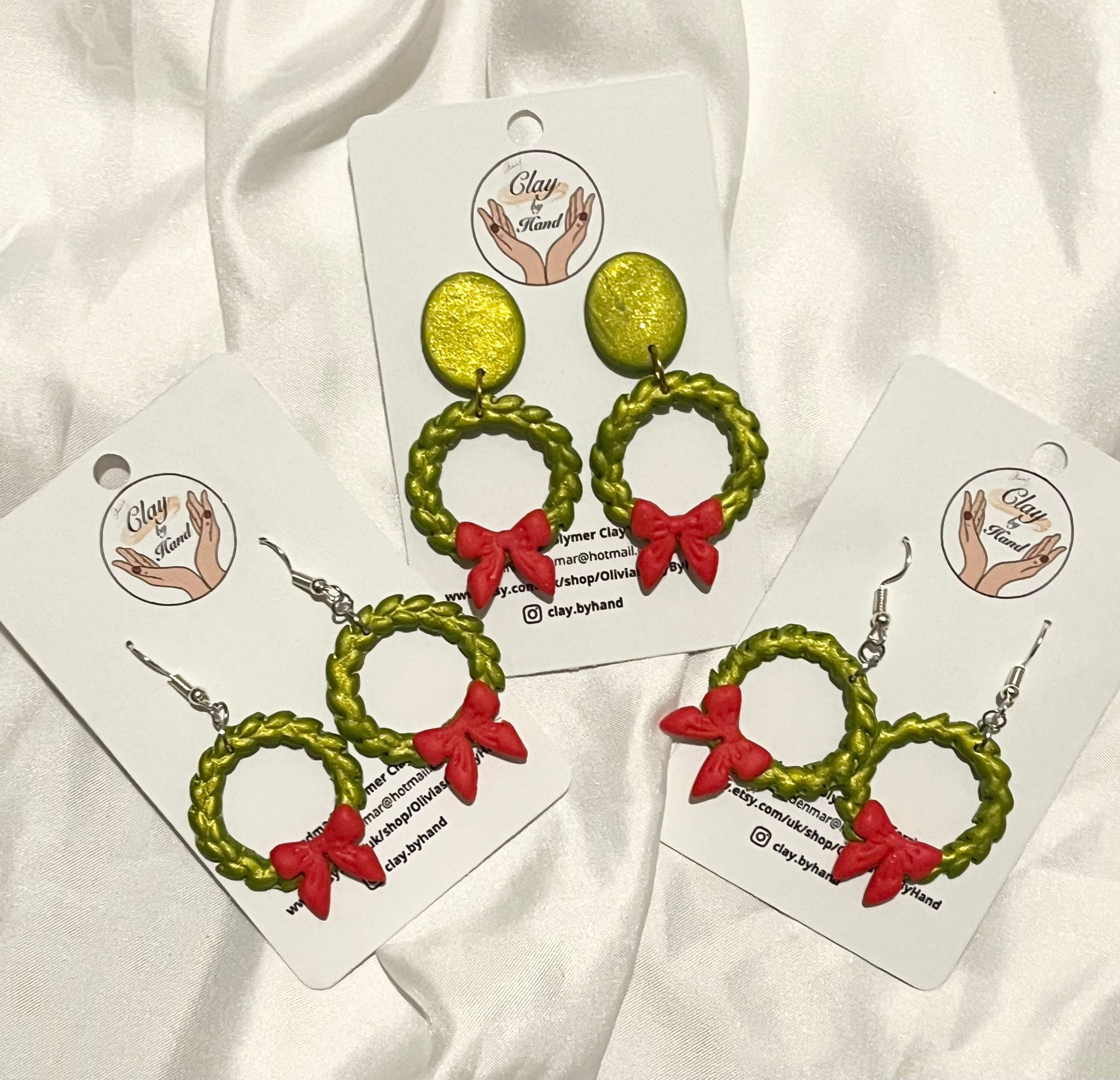 Handmade Christmas Wreath Earrings