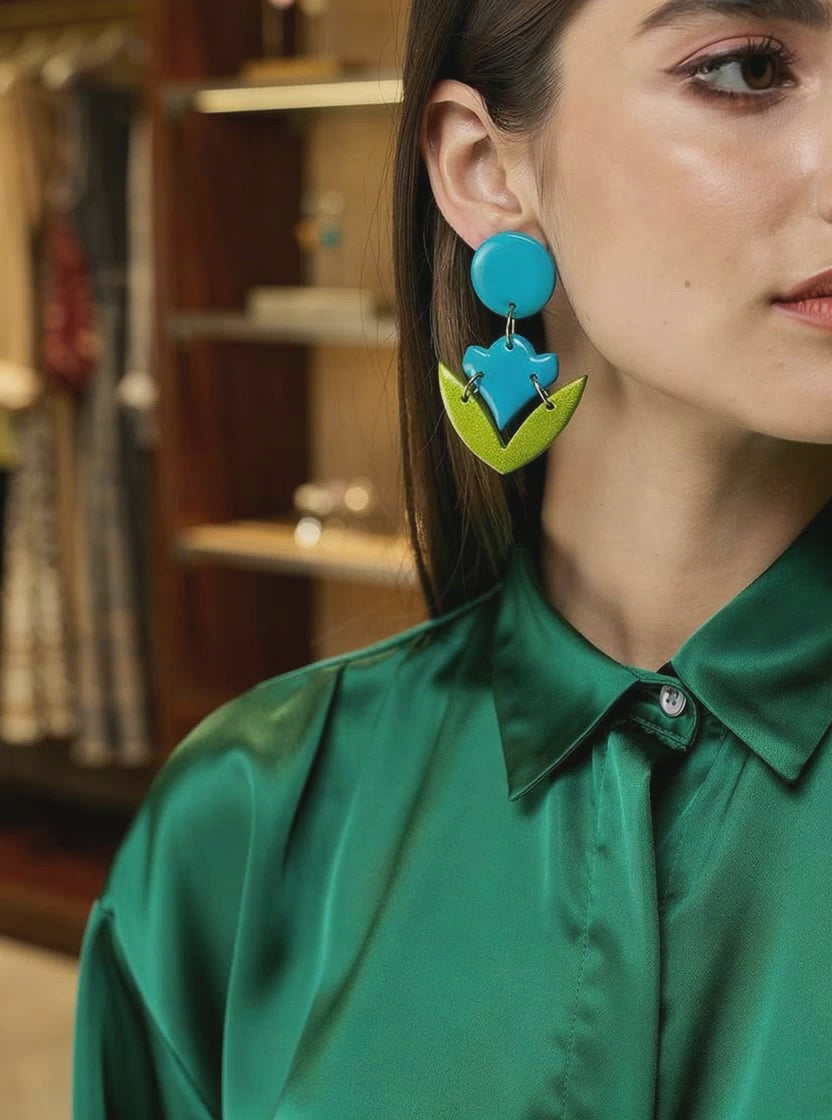 Turquoise Bloom Statement Earrings